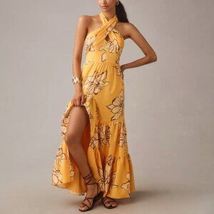 Anthropologie Hutch Floral Halter Maxi Dress